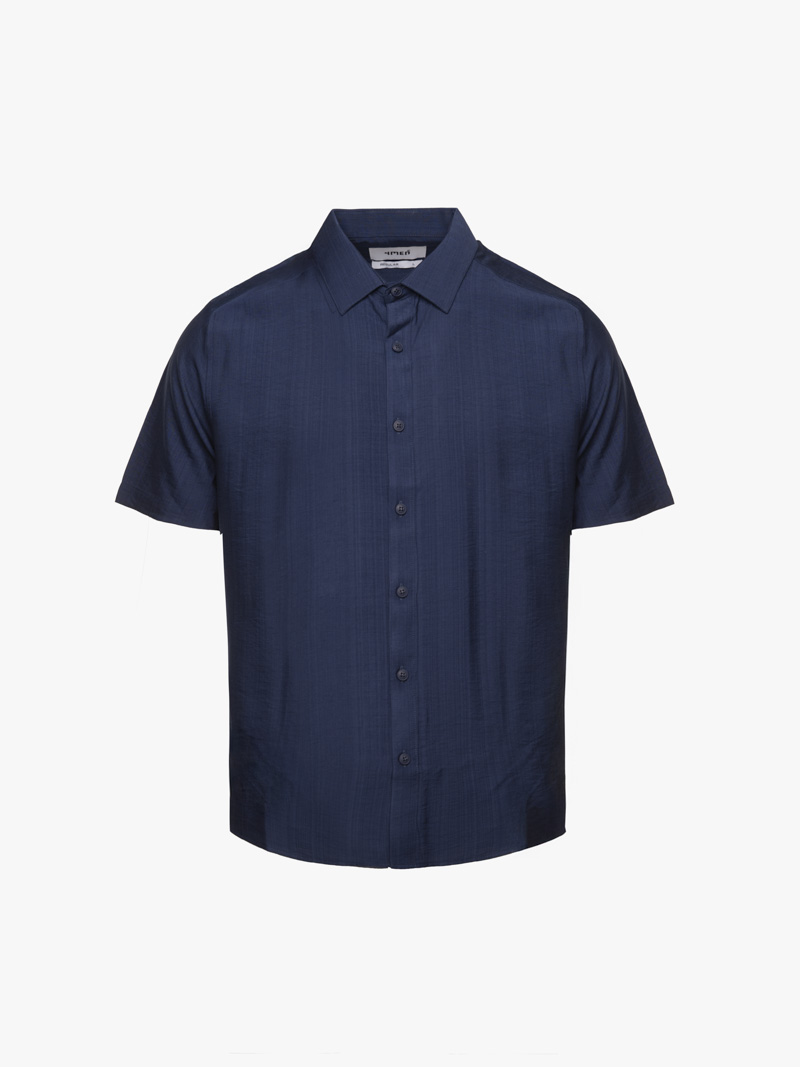 Áo  Linen Xước Ngắn Tay Form Regular SM203 Xanh Đen