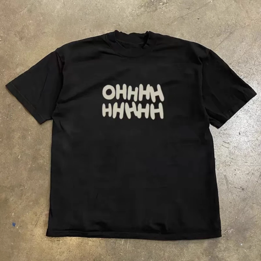 Áo Phông Cộc Tay Hè Form UNISEX Phối Chữ OHHHH Cá Tính, Áo Thun Chất Liệu Cotton Khô Mềm Mịn Thoáng Khí Thấm Hút Mồ Hôi