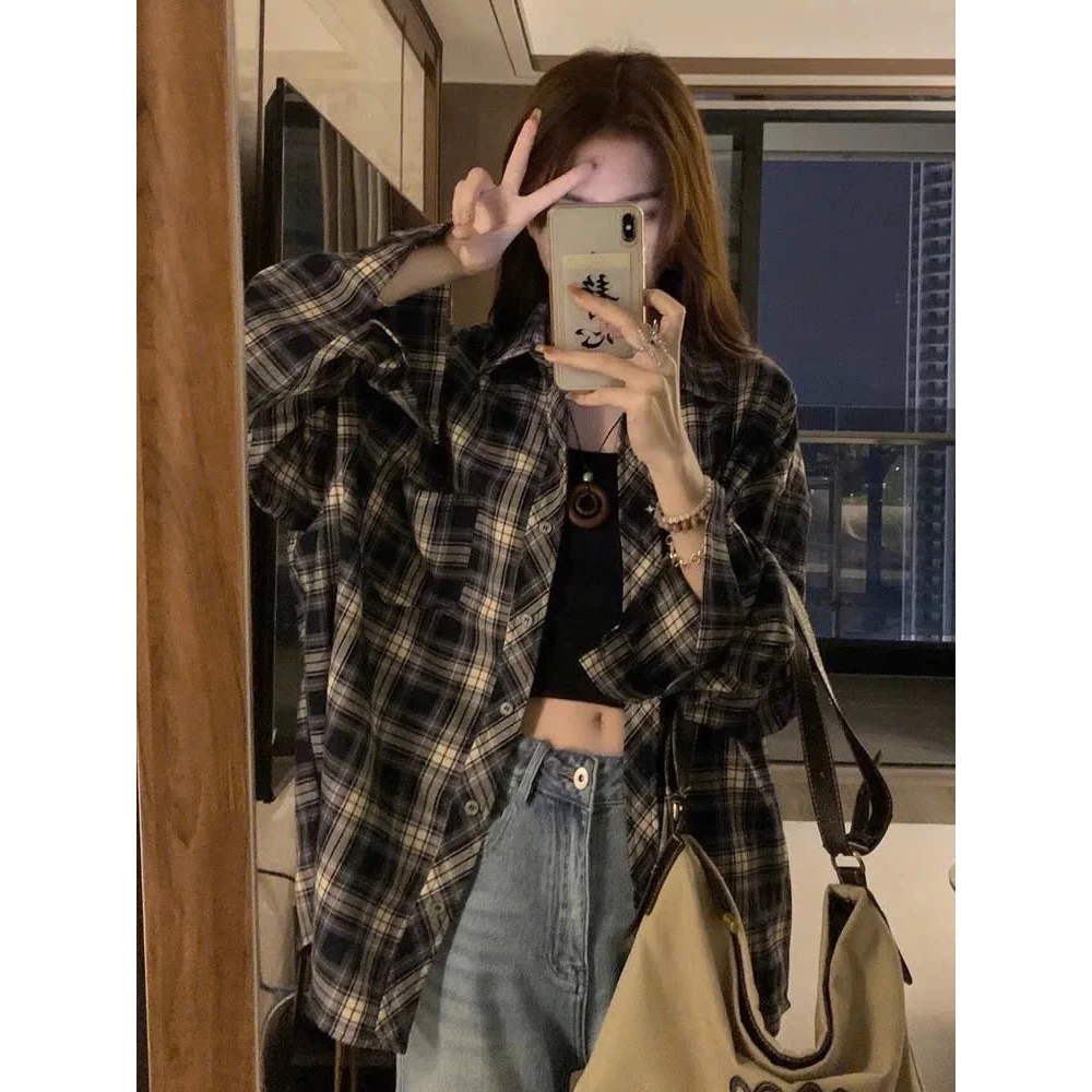Áo Sơ Mi Nam Nữ Tay Dài Form Rộng Dáng Suông Unisex Áo Cadigan Chất Vải Cotton Dạ Kẻ Caro Phong Cách Trẻ Trung Năng Động