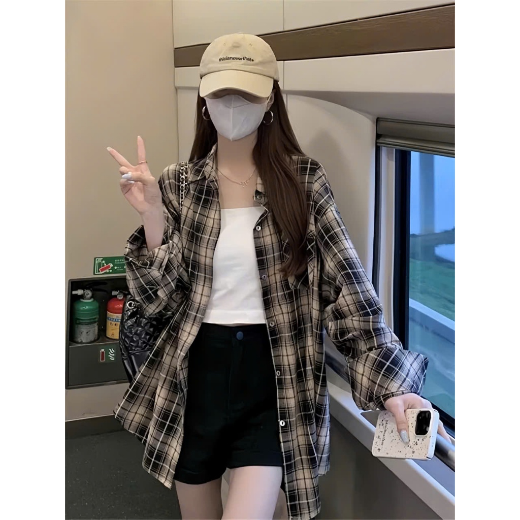 Áo Sơ Mi Nam Nữ Tay Dài Form Rộng Dáng Suông Unisex Áo Cadigan Chất Vải Cotton Dạ Kẻ Caro Phong Cách Trẻ Trung Năng Động