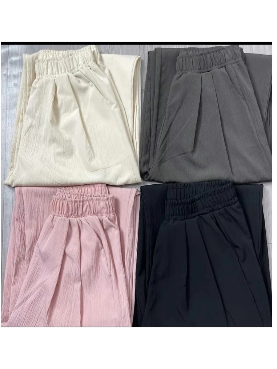 [Combo 2 quần] Quần Ống Rộng Chất Đũi Cạp Chun Lưng Cao dài 100-104cm phong cách nhật bản Lên Dáng Siêu Xinh