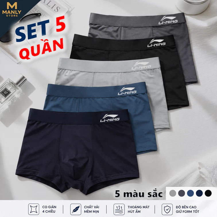 Quần Lót Nam [COMBO 5C], Quần sịp đùi nam Boxer LN, Sịp nam thun lạnh mềm mại, thấm hút mồ hôi