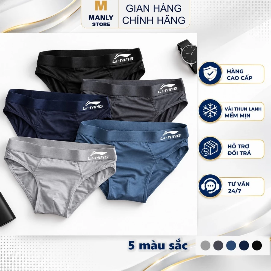 Combo 5 quần lót nam tam giác, Sịp tam giác Lining chất vải thun lạnh co giãn mềm mịn thoáng khí